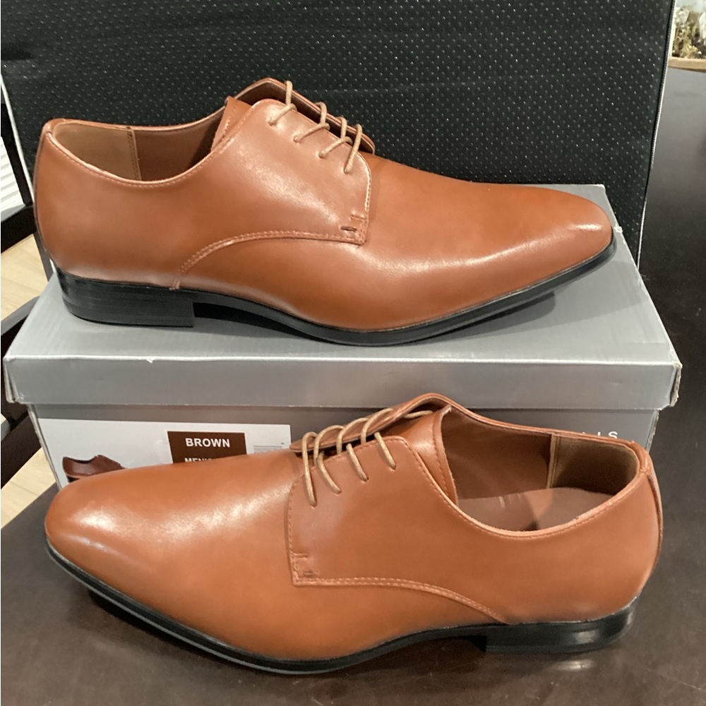 Perry Ellis Tan Leather Oxfords